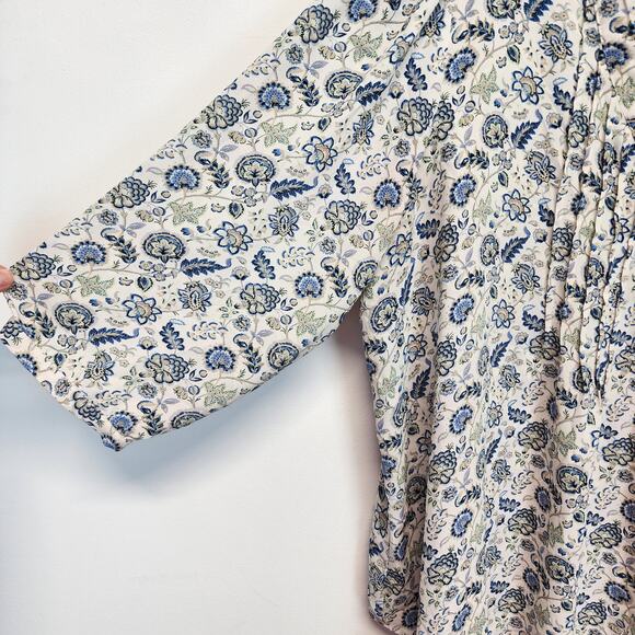 Rose + Olive Blouse Size 2X Floral Paisley Pleated Boho Peasant Artsy Office - Picture 3 of 9